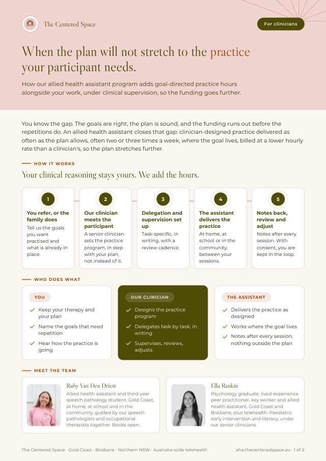 Front page of the Allied Health Assistants: For Clinicians brochure