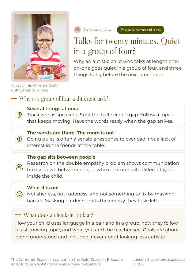 Front page of the Free Guide: Quiet In A Group Of Four? brochure
