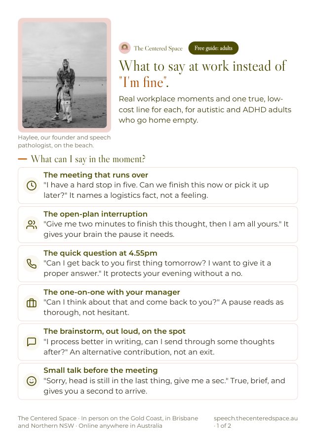 Front page of the Free Guide: What To Say At Work brochure