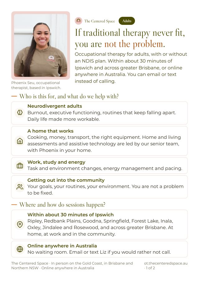 Front page of the Occupational Therapy brochure