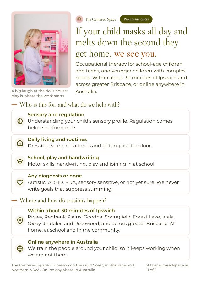 Front page of the Occupational Therapy brochure