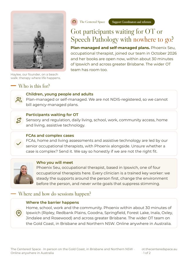 Front page of the Occupational Therapy brochure