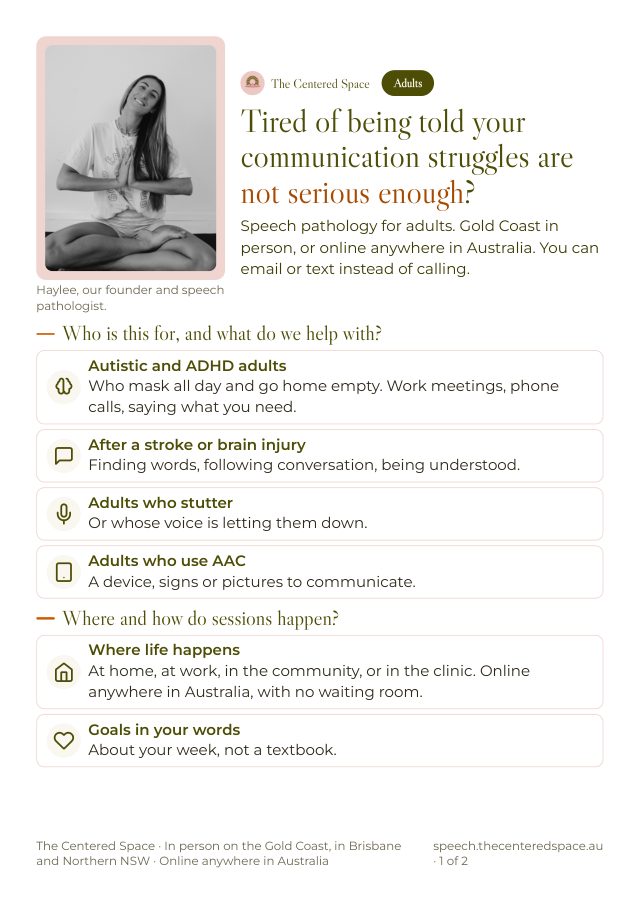 Front page of the Speech Pathology brochure